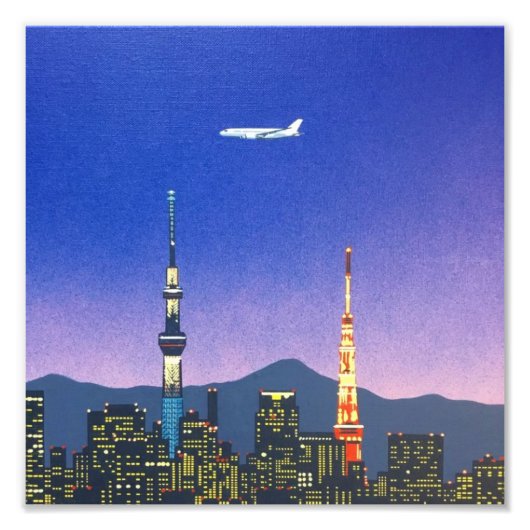 80年代 永井ヒロシ 東京日本スカイライン アート フォトプリント (正面)