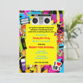 80年代 1980年代イエロー レトロ テーマ バースデーパーティ イベント 招待状 (スタンド正面)