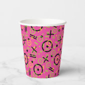 80年代/90年代のネオンピンクとブルードードルパターン 紙コップ (裏面)