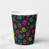80年代/90年代のブラック&ネオンドードルパターン 紙コップ (正面)