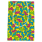 80年代/90年代のレトロネオンパターン ミディアムペーパーバッグ (裏面)