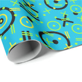 80年代/90年代のレトロネオンブルードドルパターン ラッピングペーパー (ロールコーナー)