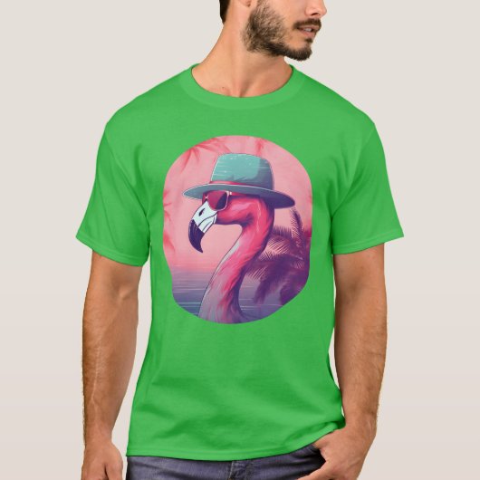 80年代 90年代風 レトロ フラミンゴ ラバーズ ギフト Tシャツ (正面)