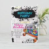 80年代 90年代 ヒップホップ 誕生日パーティー招待状 招待状 (スタンド正面)