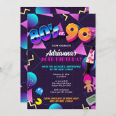 80年代 vs 90年代パーティーの招待状 or 誕生日会40周年 招待状 (正面/裏面)