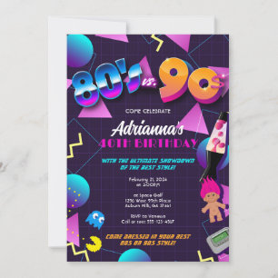 80年代 vs 90年代パーティーの招待状 or 誕生日会40周年 招待状