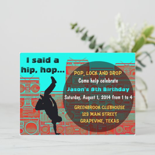 80年代Boomboxか壊れ目のancingヒップホップのパーティの招待状 招待状 (スタンド正面)