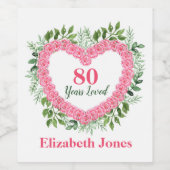 80年愛80番目の誕生日ボトルラベル ワインラベル (シングルラベル)