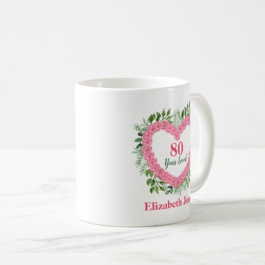 80年愛80番目の誕生日マグカップ コーヒーマグカップ (正面右)