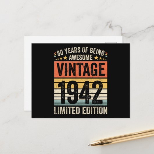 80年間の素晴らしさ ヴィンテージ1942 ポストカード (正面/裏面インサイチュ)