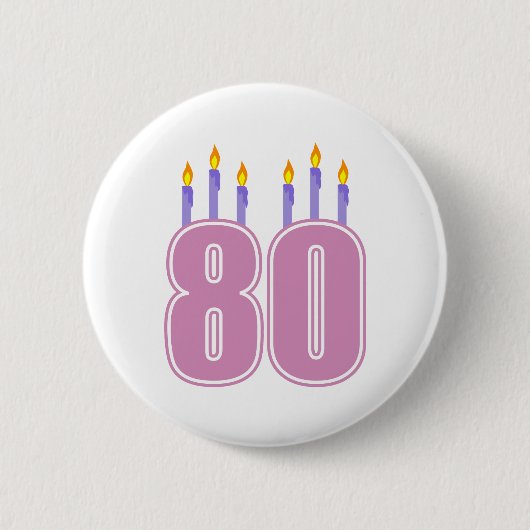 80本の誕生日の蝋燭(ピンク/紫色) 缶バッジ (正面)