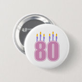 80本の誕生日の蝋燭(ピンク/紫色) 缶バッジ (正面&裏面)