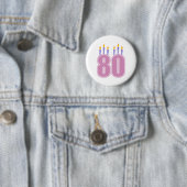 80本の誕生日の蝋燭(ピンク/紫色) 缶バッジ (インサイチュ)