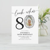 80歳おめでとう! エレガントな80歳の誕生日写真 招待状 (スタンド正面)