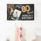 80歳おめでとう ゴールドバルーン 2枚の写真 誕生日 横断幕 (インサイチュ)