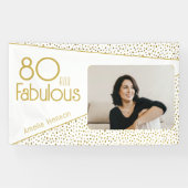 80歳おめでとう ゴールドラメ写真入り80歳の誕生日 横断幕 (横)