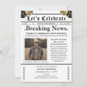 80歳おめでとう！新聞の誕生日  招待状 (正面)