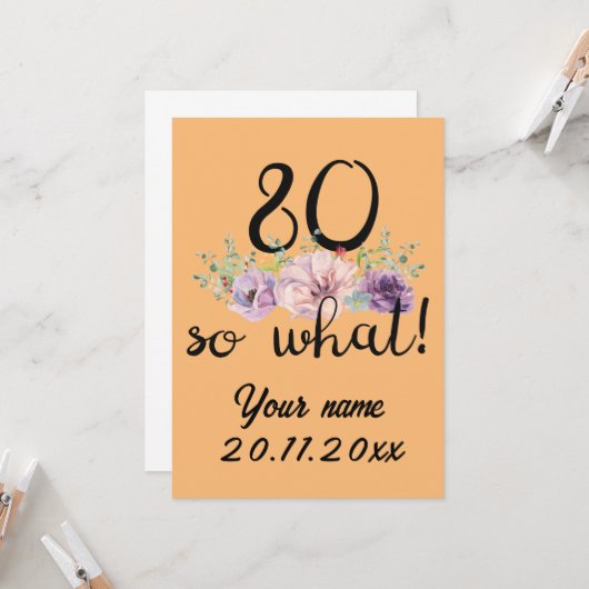 80歳おめでとう!面白い80歳の誕生日 招待状 (正面/裏面インサイチュ)
