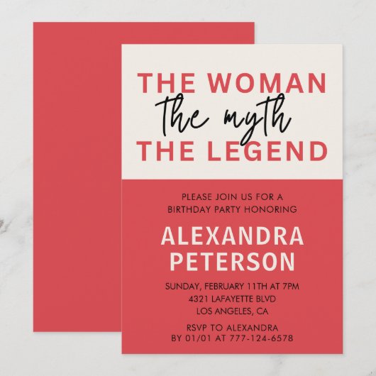 80歳おもしろいの招待状女性神話の伝説 招待状 (正面/裏面)