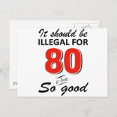 80歳おもしろいの誕生日デザイン ポストカード (正面/裏面)