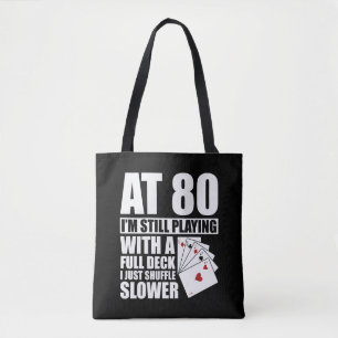 80歳おもしろい誕生日トランプのポーカープレーヤー トートバッグ
