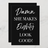 80歳おもしろい誕生日パーティー 招待状 (正面/裏面)