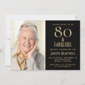 80歳お誕生日おめでとうございます | 80歳の誕生日パーティーの招待状 招待状 (正面)