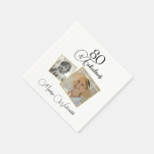 80歳お誕生日おめでとう 黒文字スクリプトの写真 スタンダードカクテルナプキン (角)