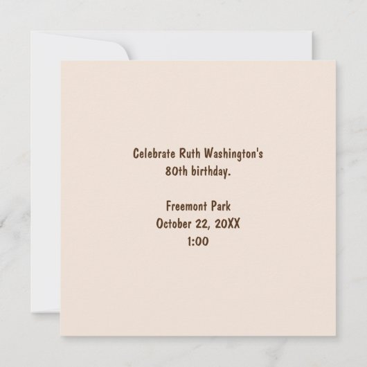 80歳かわいいウサギ写真第80誕生日 (裏面)