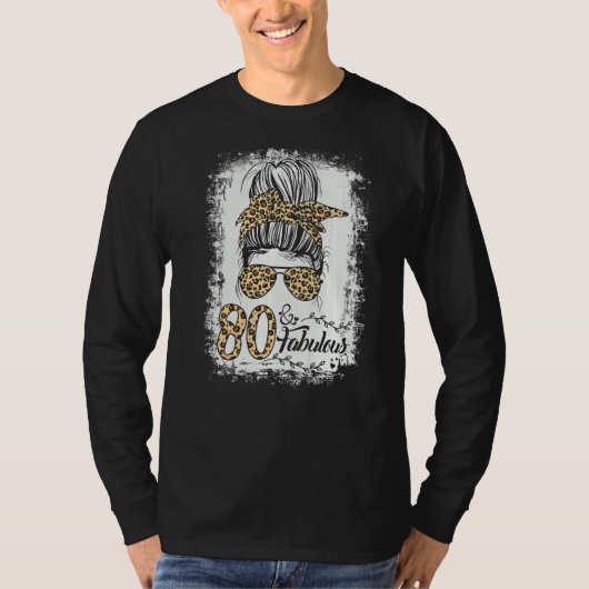 80歳とっても素敵なミッシーBun Leopard 80誕生 Tシャツ (正面)