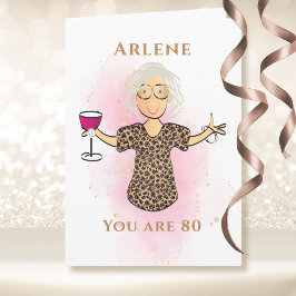 80歳にして素敵な女性 80歳の誕生日お祝い漫画デザイン カード