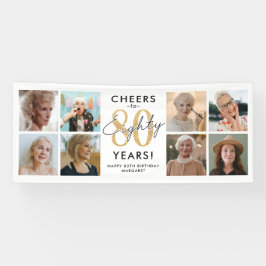 80歳のお祝いにゴールドフォトバナー 横断幕