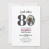 80歳のお誕生日おめでとう!バースデーパーティーの写真 招待状 (正面)