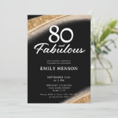 80歳のお誕生日おめでとう ブラックゴールド 招待状 (スタンド正面)