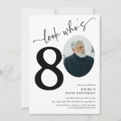 80歳のお誕生日おめでとう!モダンフォト80歳の誕生日 招待状 (正面)