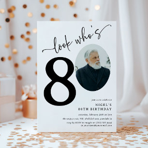 80歳のお誕生日おめでとう!モダンフォト80歳の誕生日 招待状