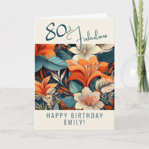 80歳のお誕生日おめでとう - 花柄のカード カード