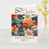 80歳のお誕生日おめでとう - 花柄のカード カード (黄色い花)