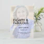 80歳のお誕生日お祝い Eighty and Fabulous Photo 招待状 (スタンド正面)