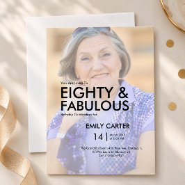 80歳のお誕生日お祝い Eighty and Fabulous Photo 招待状