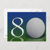 80歳のゴルフナットへのハッピーバースデー ポストカード (正面/裏面)