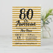 80歳のゴールドグリッター誕生日パーティー招待状 (スタンド正面)