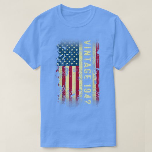 80歳のプレゼント ヴィンテージ1942 アメリカ国旗 80周年 Tシャツ (デザイン正面)