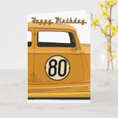 80歳のレーシングカー誕生日カード カード (黄色い花)