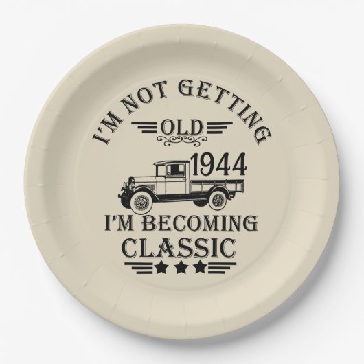 80歳のヴィンテージ80歳の誕生日パーティー ペーパープレート (正面)