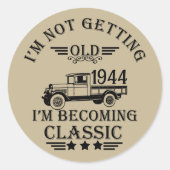 80歳のヴィンテージ80歳の誕生日パーティー ラウンドシール (正面)