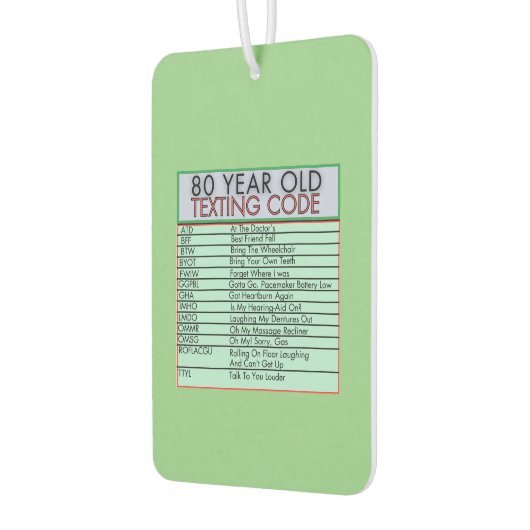 80歳の古いメールや文字を打つコードおもしろい誕生日 カーエアーフレッシュナー (左)