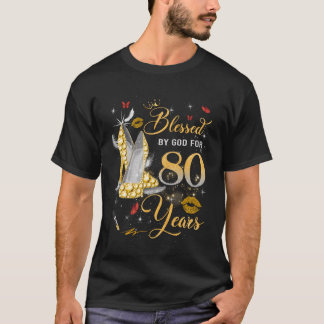 80歳の女性のための神の祝福 80歳の誕生日 Tシャツ