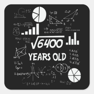 80歳の数学先生80th誕生日ギフト スクエアシール