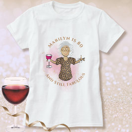 80歳の素敵なエスニック風女性キャラクターの誕生日 Tシャツ
